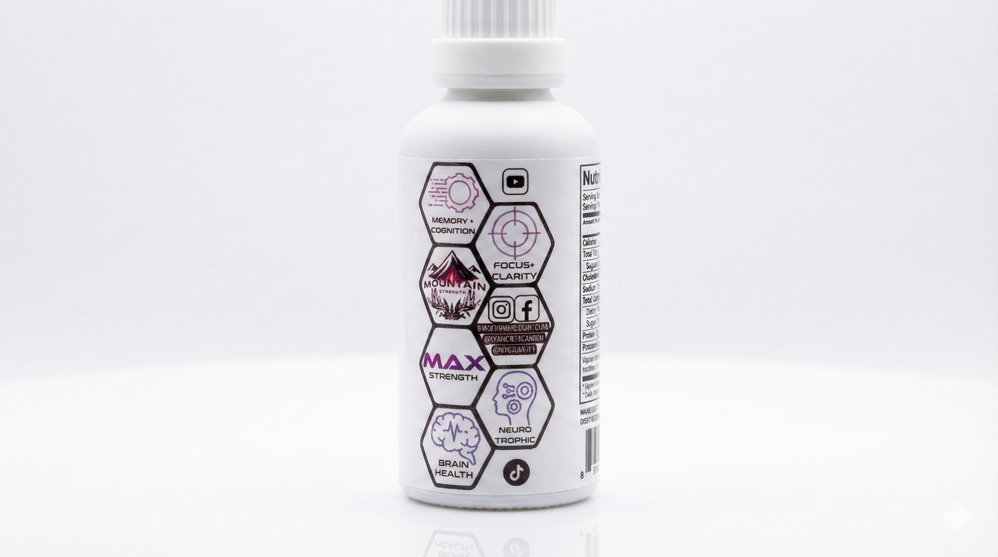 lion's mane liquid, label view of Hyper Focus 30ml bottle